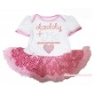 Valentine's Day White Baby Bodysuit Sparkle Light Pink Sequins Pettiskirt & Sparkle Rhinestone Daddy Plus Me Is Light Pink Heart JS4310